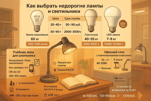 Как выбрать недорогие лампы и светильники для дома, учебы и работы
